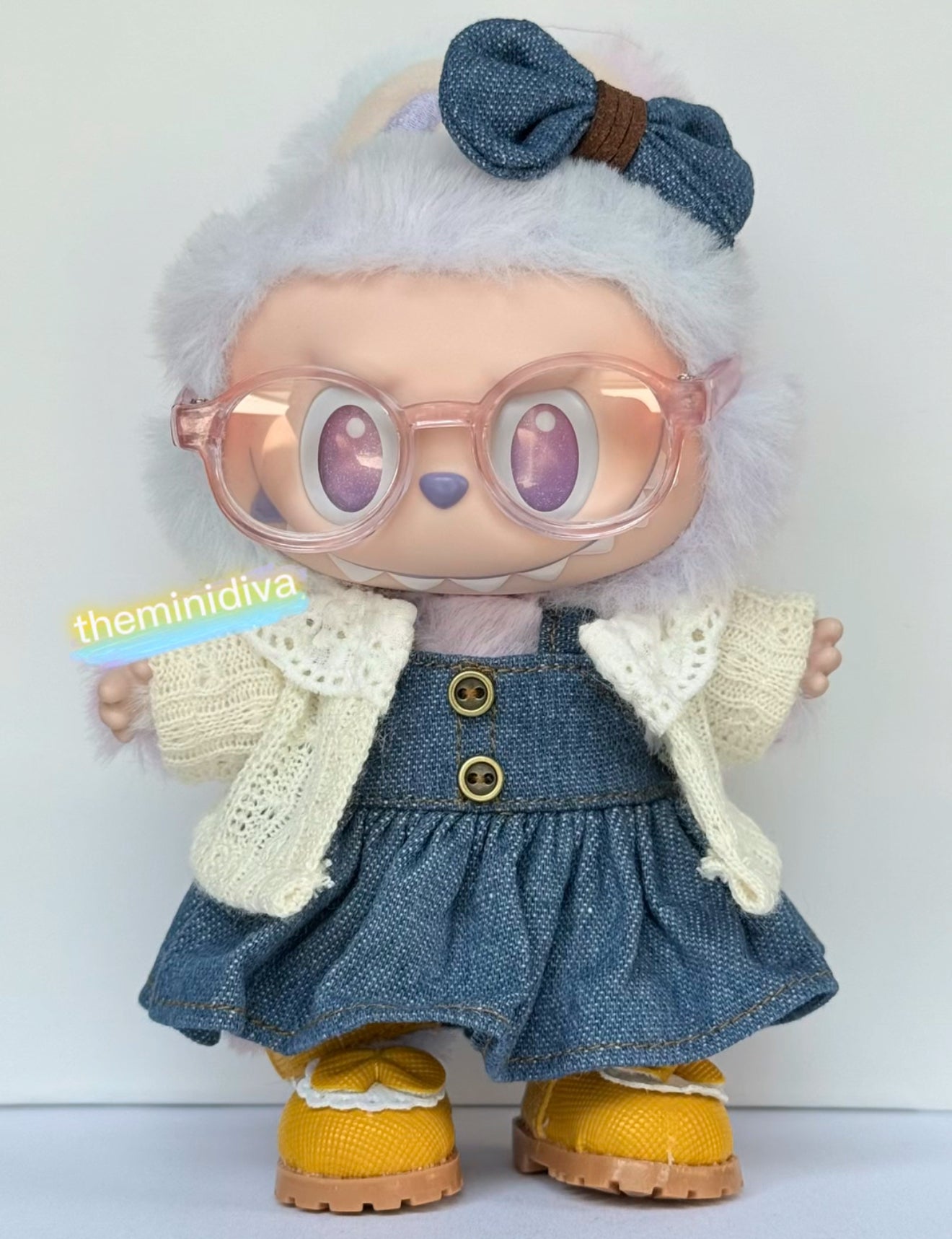 Labubu clothes for Labubu outfits blue denim dress with bow Labubu dresses summer baby doll, blue denim