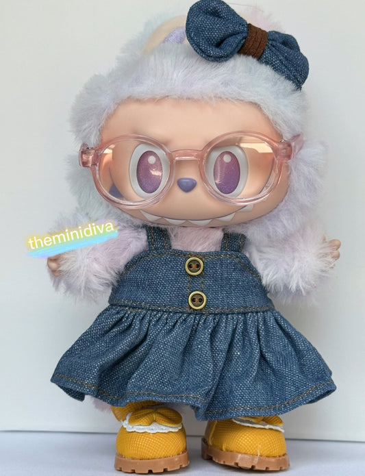 Labubu clothes for Labubu outfits blue denim dress with bow Labubu dresses summer baby doll, blue denim