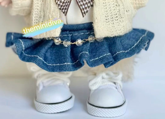 Labubu skirts beaded denim skirt Labubu