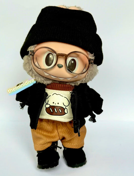 Labubu clothes black hoodie sweater Labubu hoodie skater Labubu zippered hoodie sweater, black
